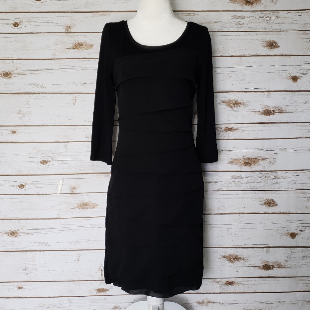 White House Black Market Black ruffle Tiered Dress
